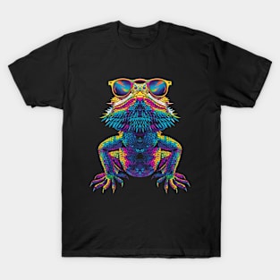 Bearded Dragon Lizard Reptile Sunglasses Pop Art T-Shirt